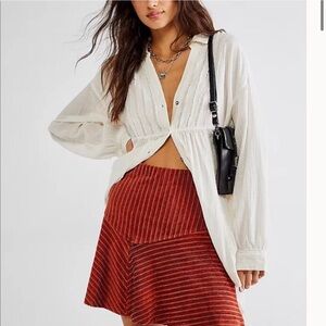 Free People Skirt M Rust Orange Boho Fall Midi Flowy